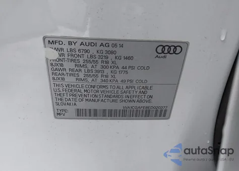 2014 Audi Q7 3.0T Premium из США, поврежденный, VIN WA1CGAFE8ED020377